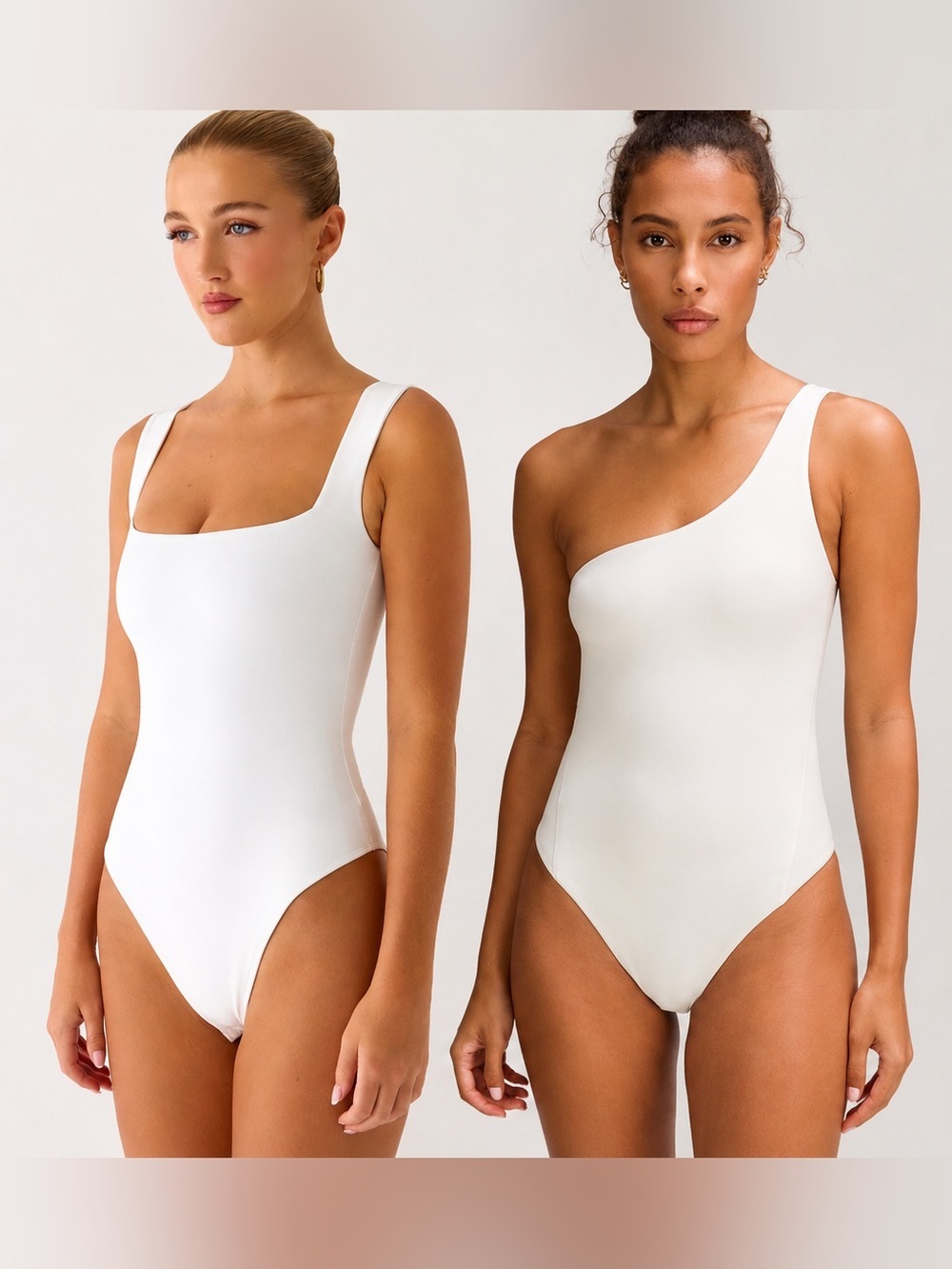BUNDLE (2) Abercrombie & Fitch XS Soft Collection White Women's Ribbed Bodysuit